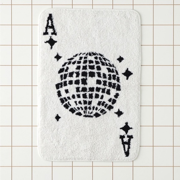 Urban Outfitters White and Black Graphic Bath Mat - Picture 1 of 4